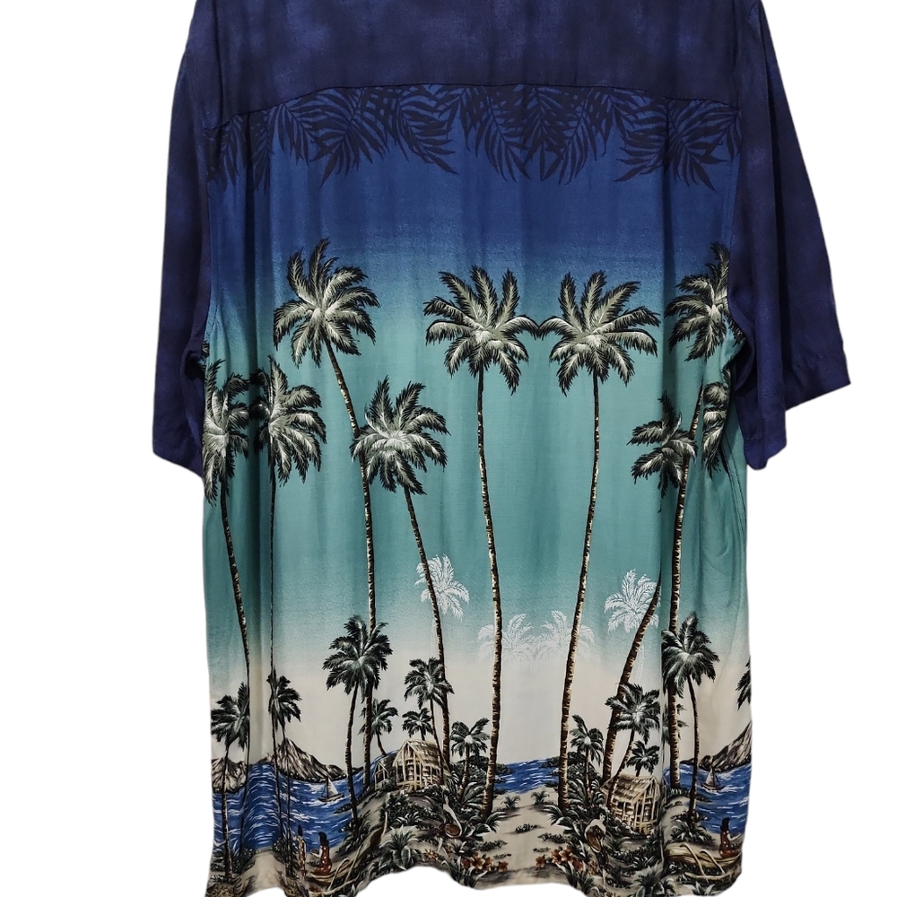 Crafton barrel men's large Palm tree, short sleeve Island  shirt button down. - Picture 5 of 7